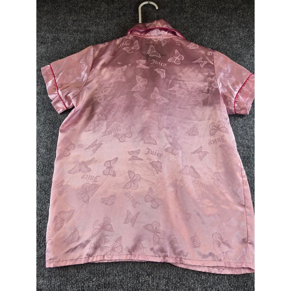 Juicy Couture Pink Satin Butterfly Jacquard Sleep Shirt Girls Size 10/12